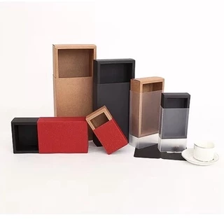 A042 พร้อมส่ง(ขายปลีก ขั้นต่ำ3ใบ) กล่องฝาพลาสติกขุ่น แบบกระดาษ ใส่ของขวัญ ของชำร่วย ของฝาก ขนม คุกกี้