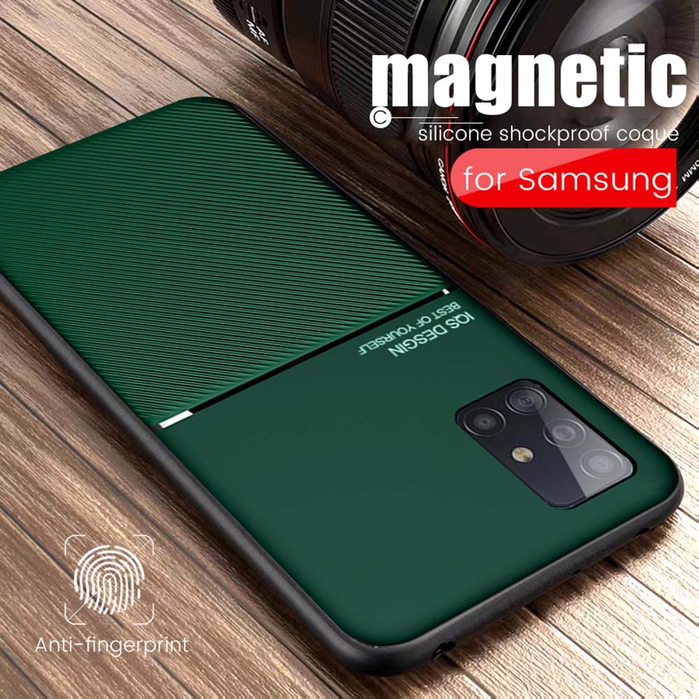 Samsung Galaxy A51 A71 A31 A52 A72 A53 A73 A12 A21S A55 หรูหราหนังหนังรถผ้าแม่เหล็กบางนุ่มกันกระแทกโทรศัพท์มือถือกรณี