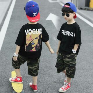 เสื้อ+กางเกงแนวสตรีทเท่ๆ กางเกงลายทหารแต่งกระเป๋าข้างหล่อเลย