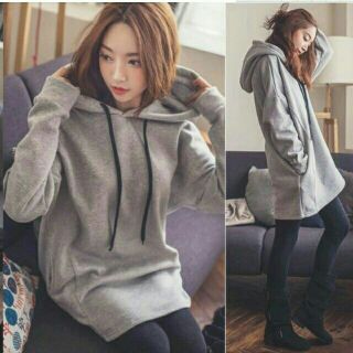 IDA พร้อมส่ง เสื้อกันหนาว สีเทา ลายพื้น size M-XL