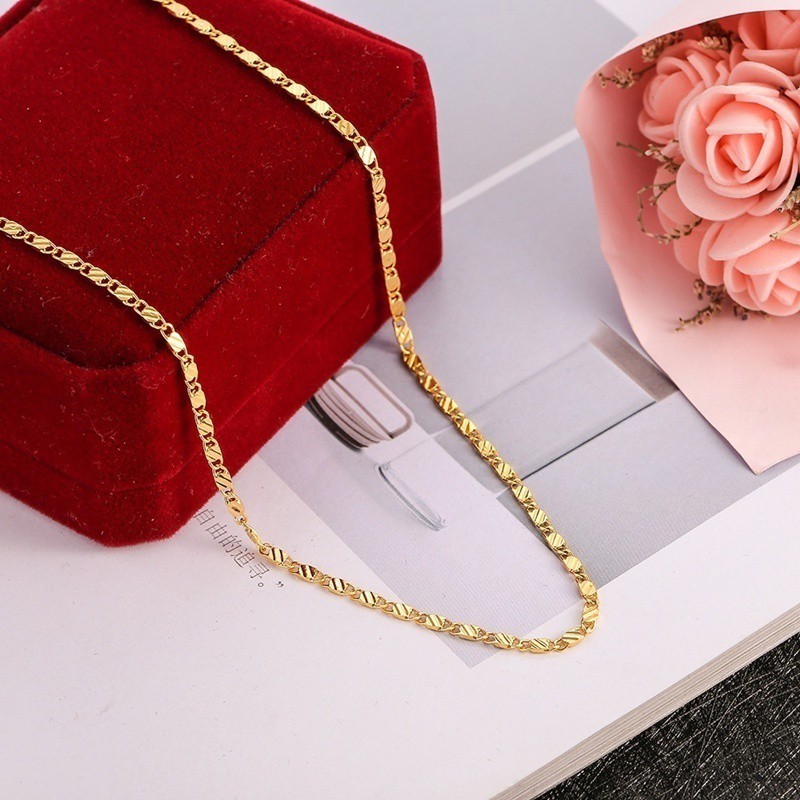 Kalung แฟชั่นผู้ชายและผู้หญิง 18K Gold/Silver สร้อยคอหมั้น 40 ซม. - 75 ซม.