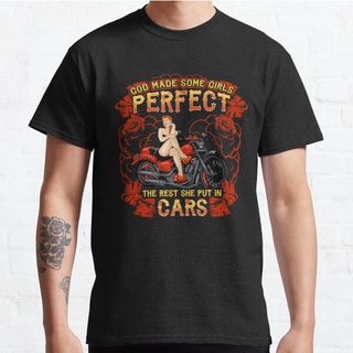 tshirtเสื้อยืดคอกลมฤดูร้อนเสื้อยืด พิมพ์ลาย God Made Some Perfect Rest She Put In - Biker-Honda สําหรับ Bmw Buell Bajaj