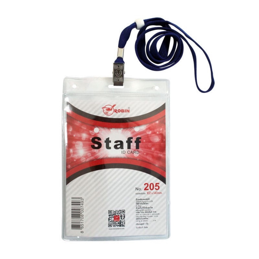(KTS)ป้ายคล้องคอจัมโบ้ ROBIN STAFF ID CARD No.205 ขนาดหน้าบัตร 102x140 mm.