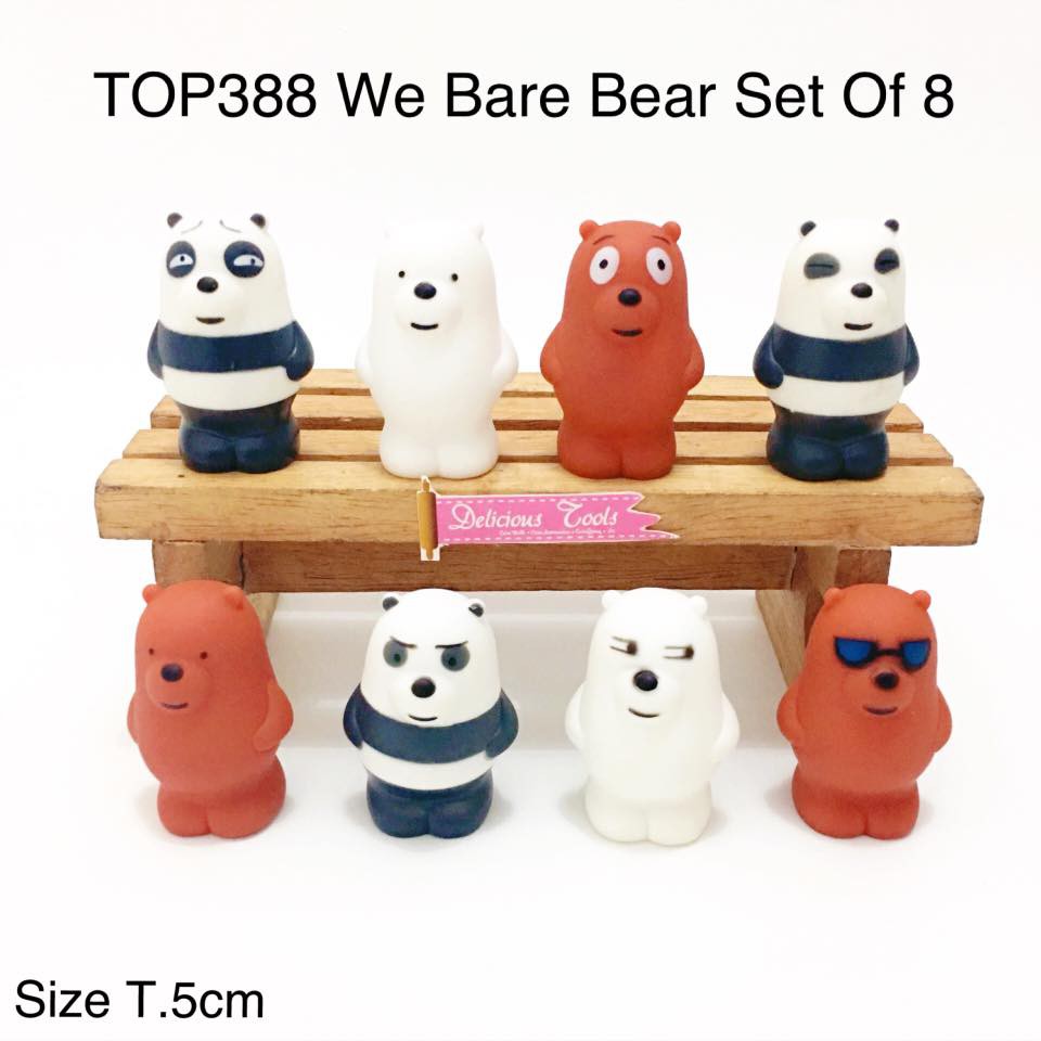 Top388 ชุดท็อปเปอร์ทาร์ตเค้ก ลาย We Bare Bear สําหรับวันเกิด 8 ชิ้น