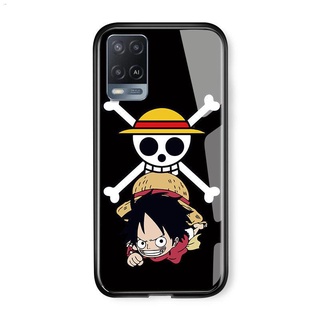 (4G)UCUC Case For OPPO A54 Phone casing oppoa54 Luxury Soft Edge Anime Casing For Boys Luffy Glossy Casing Tempered Glas