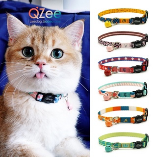 QZee cat collar anti-suffocation หัวเข็มขัดนิรภัย anti-leash ปรับอังกฤษสั้นอเมริกันสั้นคอ bell ปลอกคอสัตว์เลี้ยง