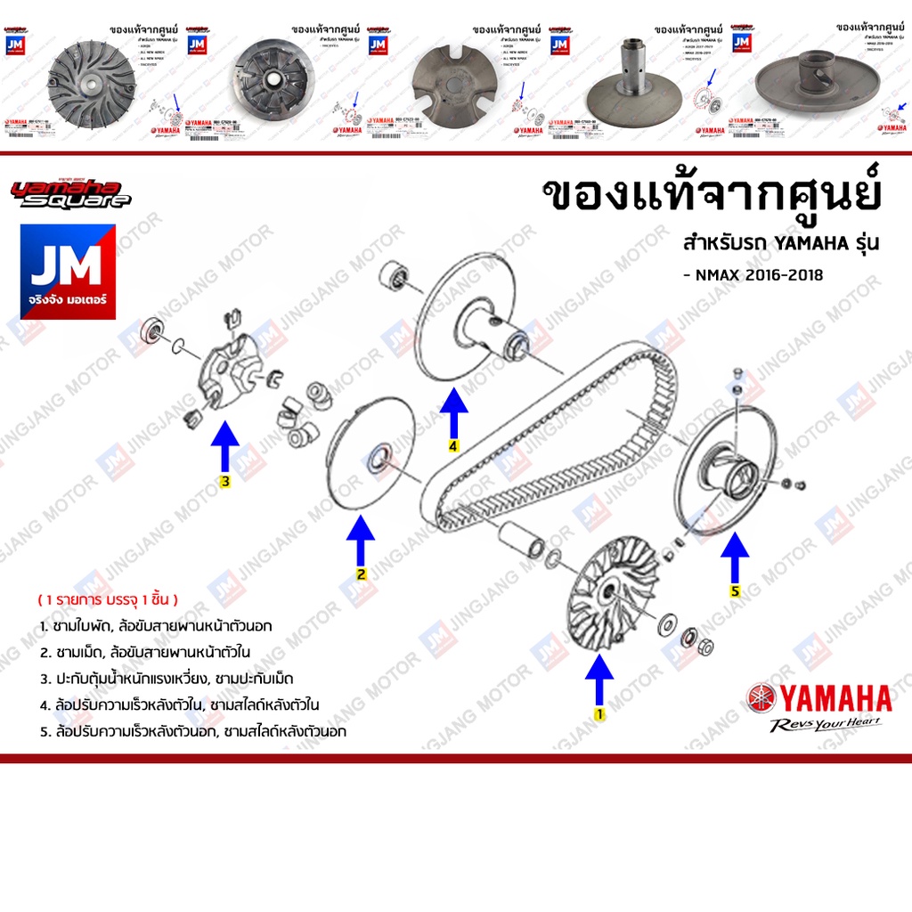 ชุดห้องสายพาน ชามหน้า ล้อขับ ชามหลัง  เเท้ศูนย์ YAMAHA  ยามาฮ่า NMAX ปี 2016-2018