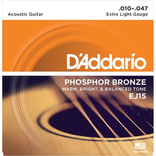 สายกีต้าร์ โปร่ง DAddario EJ15 Phosphor Bronze Extra Light 10-47