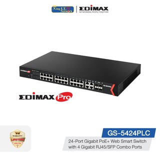 EDIMAX (GS-5424PLC) Long Range 24-Port Gigabit PoE+ Web Smart Switch with 4 Gigabit RJ45/SFP Combo Ports