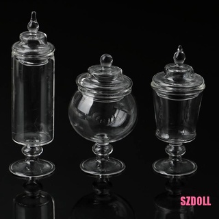 [SZDOLL] ขวดแก้วจิ๋ว พร้อมฝาปิด สําหรับตกแต่งบ้านตุ๊กตา 1/12