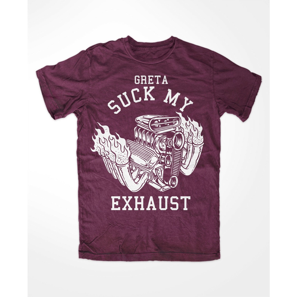 เสื้อยืดวินเทจFuuuuuuck You Greta M2 เสื้อยืดลําลอง แขนสั้น พิมพ์ลาย Burgundy Tuning Diesel Ban V8 F