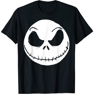 เสื้อยืดผ้าฝ้ายพรีเมี่ยม เสื้อยืด พิมพ์ลาย Disney The Nightmare Before Christmas Jack Skellington Face สําหรับผู้ชาย