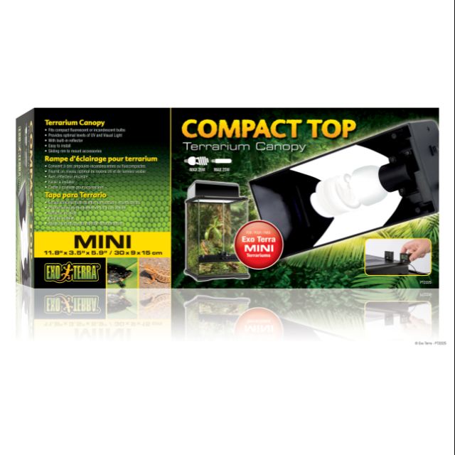 Exo Terra Compact Top 30 ซม.UVB ติดตั้งโดมสัตว์เลื้อยคลาน Terrarium Canopy UVB light โดม PT2225 Mini