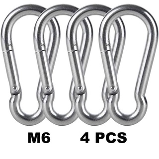 ตะขอสแตนเลส Carabiner สปริง - 304 Heavy Duty ชุด 4