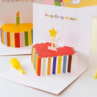 •พร้อมส่ง• การ์ดวันเกิด แบบPop Up มี12ลาย happy birthday card 🍰🍿