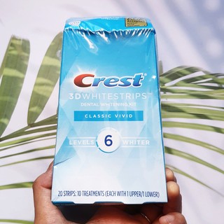 50% OFF Sale!! EXP:11/22-05/23 แผ่นฟอกฟันขาว 3D Whitestrips Classic Vivid Levels 6 Whitening Kit, 10 Treatments (Crest®)