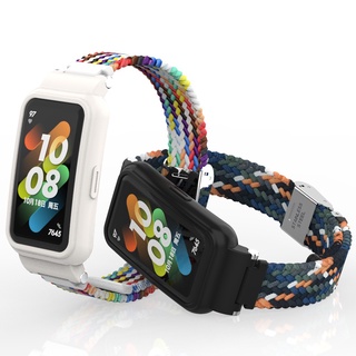 สายนาฬิกาข้อมือไนล่อนถัก หัวเข็มขัดโลหะ แบบเปลี่ยน สําหรับ Huawei Band 6 7 Honor Band 6 Huawei Band 7