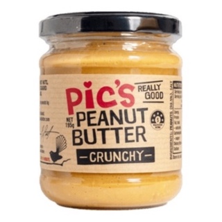 Pics Brand เนยถั่วครั้นชี่ กรุบกรอบ ไม่เติมน้ำตาล Peanut Butter Crunchy (195g)