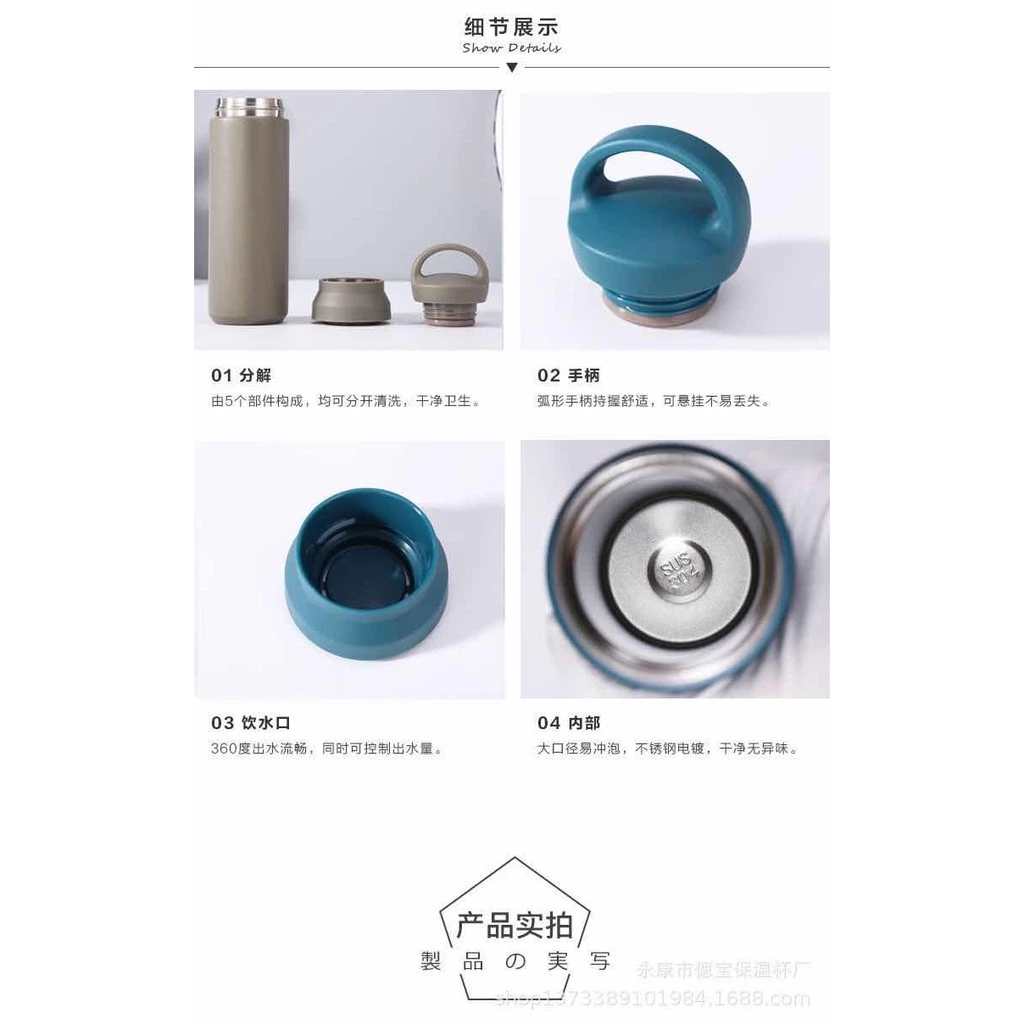 《jiao66》กระติกน้ำ KitchenMarksกระติกน้ำสแตนเลส 350ML- 500ML กระติกน้ำสูญญากาศ HomehuK เก็บความร้อน-เย็น 12-18ชม. thumbnail 10