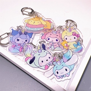 SANRIO พวงกุญแจ อะคริลิค Kitty MyMelody Cinnamoroll Kuromi PomPomPurin Unicorn