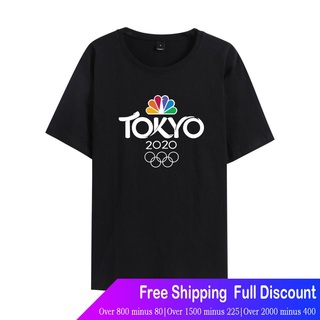 โตเกียวโอลิมปิก เสื้อยืดกีฬา Tokyo Olympics เสื้อยืดลําลองสําหรับผู้ชายผู้หญิงแขนสั้นคอกลมสีดําสีขาว Unisex Tokyo Olympi