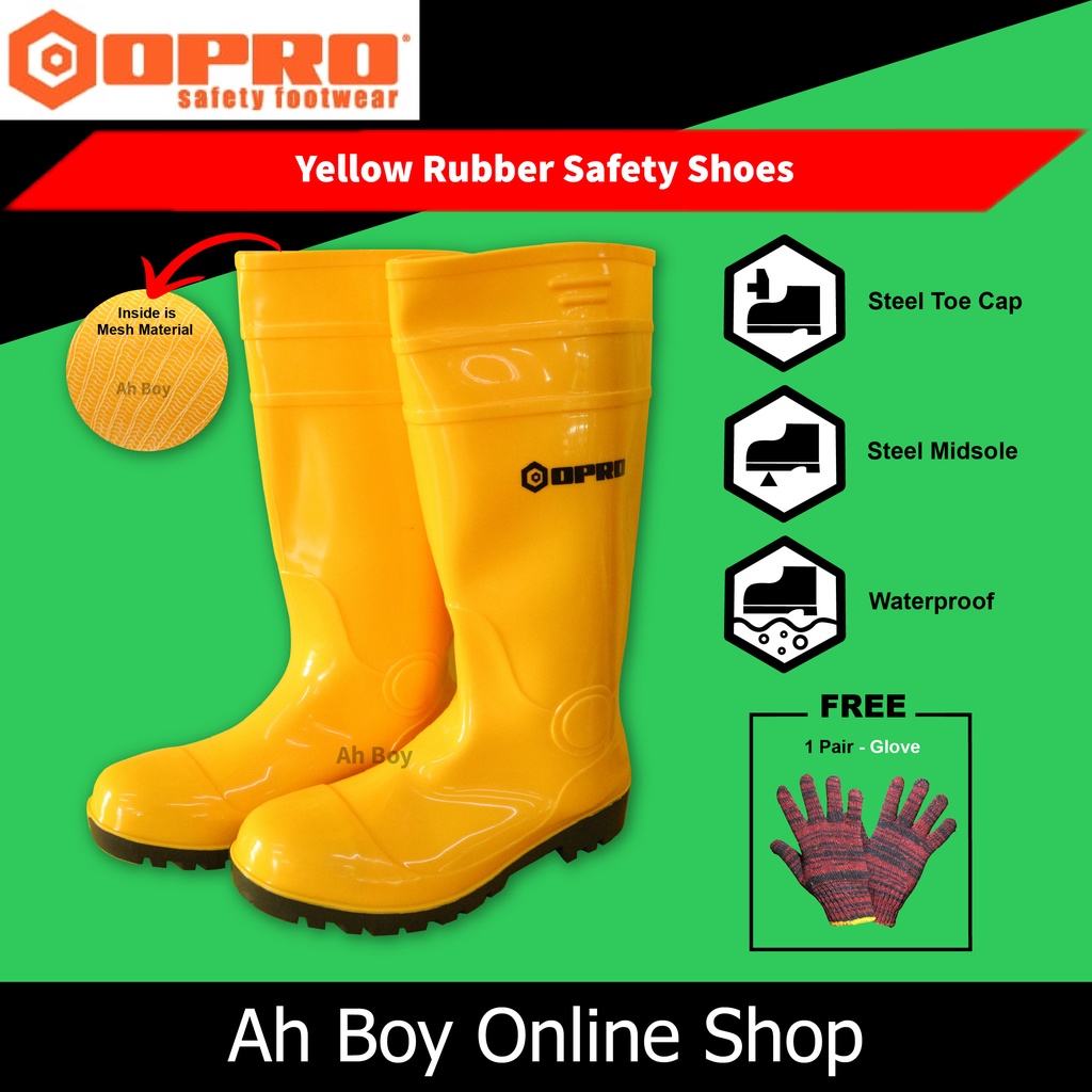 OPRO Steel Toe Cap รองเท้านิรภัยยางสีเหลือง Opro-100 Wellington Boot (รองเท้านิรภัยอุตสาหกรรม) Kunin