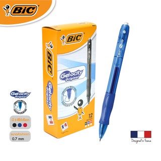 [Official Store] BIC บิ๊ก ปากกา Gel-ocity Original Clic ปากกาเจล เเบบกด หมึกน้ำเงิน หัวปากกา 0.7 mm. จำนวน 12 ด้าม