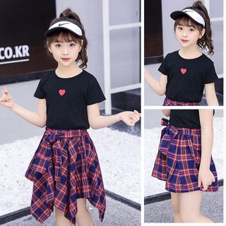 ชุดสูทเด็กผู้หญิง Plaid Love Two Piece ชุดเด็ก ชุดกระโปรงเด็กผู้หญิง