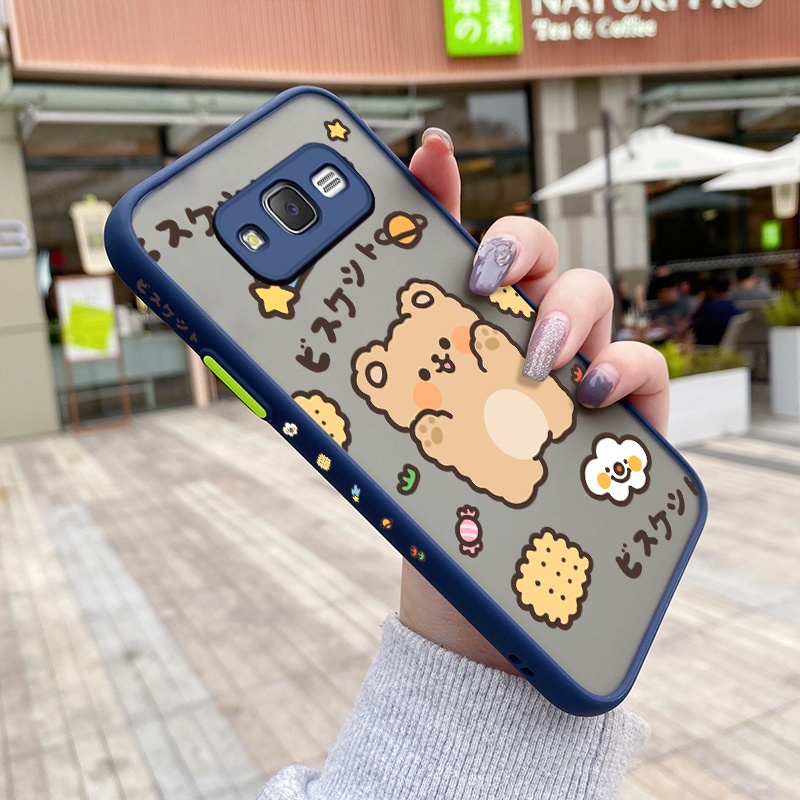 Samsung galaxy J7 2015 J7 Core J7 Prime เคส บาง ฝ้า ใส แข็ง น้ํา หมี ด้านข้าง เคสแบบเต็ม กันกระแทก เ