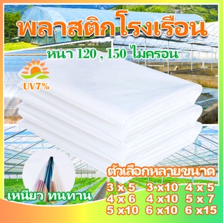 พลาสติกโรงเรือน พลาสติกใส พลาสติกคลุมโรงเรือน กันฝนgreenhouse หนา 120/150 ไมครอน UV7% โรงเรือนแคคตัส พลาสติกปูบ่อ กันสาด