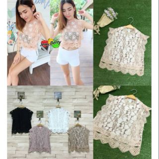 เสื้อครอป ผ้าลูกไม้สวยๆ