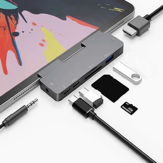 อะแดปเตอร์ฮับ USB C เป็น 4K HDMI พร้อมพอร์ตแจ็ค USB-C PD USB3.0 3.5 มม. สําหรับ iPad Pro Macbook Pro Air