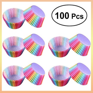 ถาดกระดาษ Pvc สีรุ้ง สําหรับใส่คัพเค้ก มัฟฟิน ช็อคโกแลต ข้าวเหนียว 100 แพ็ค