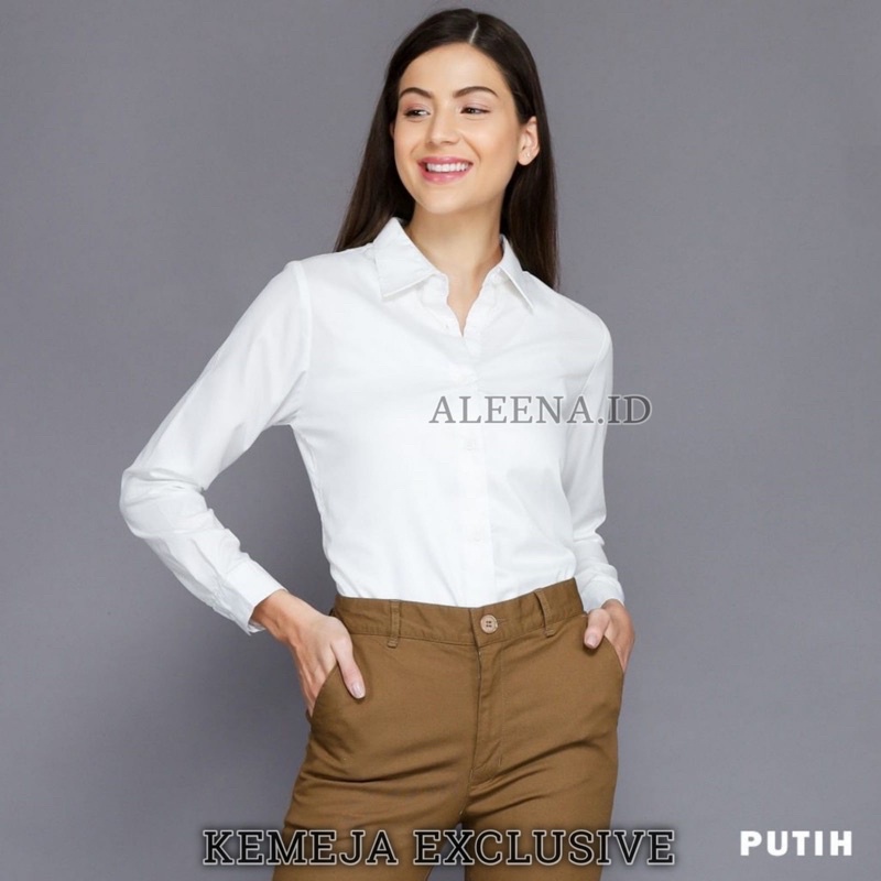 Putih KEMEJA เสื้อเชิ้ตสีขาวผู้หญิง / เสื้อทํางานผู้หญิง / เสื้อเชิ้ตทางการ / เสื้อเชิ้ตแขนยาว