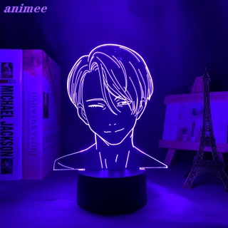 โคมไฟกลางคืน Led ลายอนิเมะ Yuri on Ice Victor Nikiforov 3d สําหรับตกแต่งห้องนอน ของขวัญวันเกิด