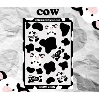 สติ๊กเกอร์ Cow Cow 🐮 🐄 ขาวมัน PPกันน้ำ (ไดคัท/ไม่ไดคัท)