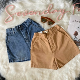 🌈Denim shorts🌈#6016 กางเกงยีนส์ขาสั้นผู้หญิงเอวสูง กางเกงขาสั้นผู้หญิง กางเกงยีนส์สม๊อคหลัง ผ้าไม่ยืด ทรงสุภาพ แมชง่าย