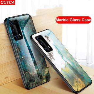 เคสกระจกนิรภัยป้องกันรอยสําหรับ huawei p40 pro p40 lite p30 pro p30 lite nova 7i hd marble cutca