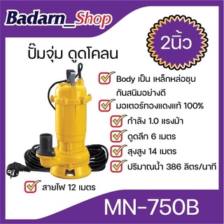 ปั๊มจุ่ม(พลาสติก) ดูดโคลน (2นิ้ว)(MN-750BF)