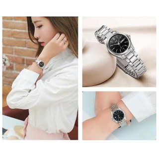 Casio รุ่น LTP-1183A-1ADF นาฬิกาข้อมือผู้หญิงสายแสตนเลส หน้าปัดดำ -มั่นใจ ของแท้ 100% ประกันศูนย์ CMG 1 ปีเต็ม