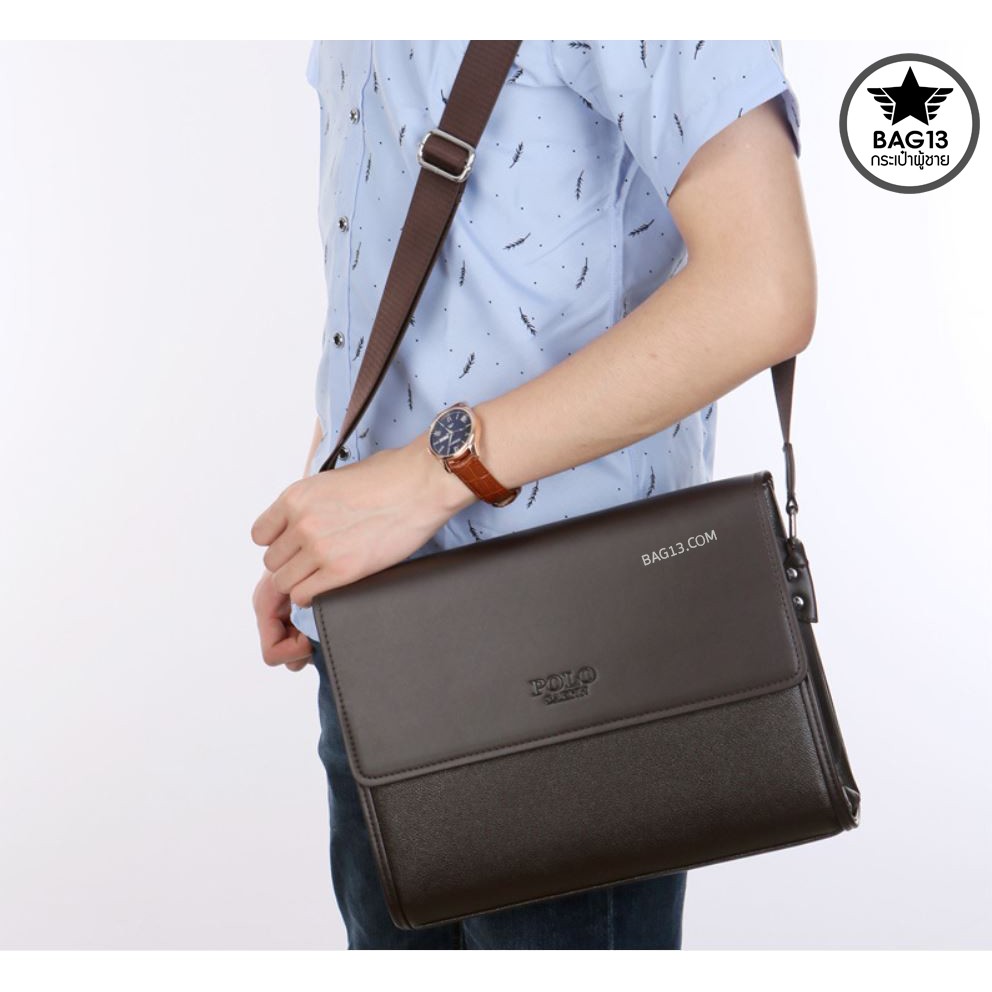 กระเป๋าสะพายข้าง กระเป๋าผู้ชาย กระเป๋าทำงานผู้ชาย POLO SAEN ของแท้ 100% (ไซต์ใหญ่) ใส่หนังสือ ใส่ Tablet ได้