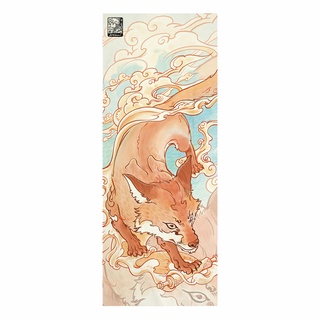 ผ้าแคนวาส พิมพ์ลาย จิ้งจอกไฟ ไม่มีกรอบ ขนาด 33.5 x 87.5 ซม / Fire Fox Tenugui  Canvas No frame size 33.5 x 87.5 cm