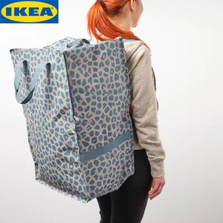 IKEA PLUGGHÄST พลุกเฮสท์ กระเป๋าช้อปปิ้ง,กระเป๋าเป้ มีลาย น้ำเงิน72 ลิตร