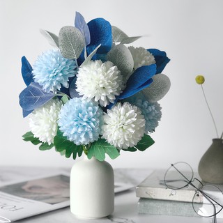 1 Bouquet Artificial flowers Fake flowers Mediterranean Style Bouquet Home Decoration Living Room Decoration Table Light Luxury Ceramic Flower Vase Decoration