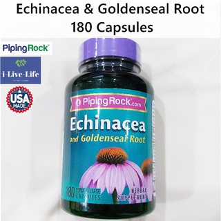 เอ็กไคนาเซีย โกลเด้นซีล Echinacea &amp; Goldenseal Root 180 Capsules - Piping Rock