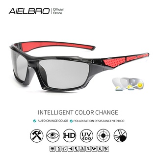 『READY STOCK』AIELBRO Photochromic แว่นตากันแดดสําหรับผู้ชายผู้หญิงเลนส์ Polarized เหมาะกับการขี่รถจักรยานเล่นกีฬา Uv400