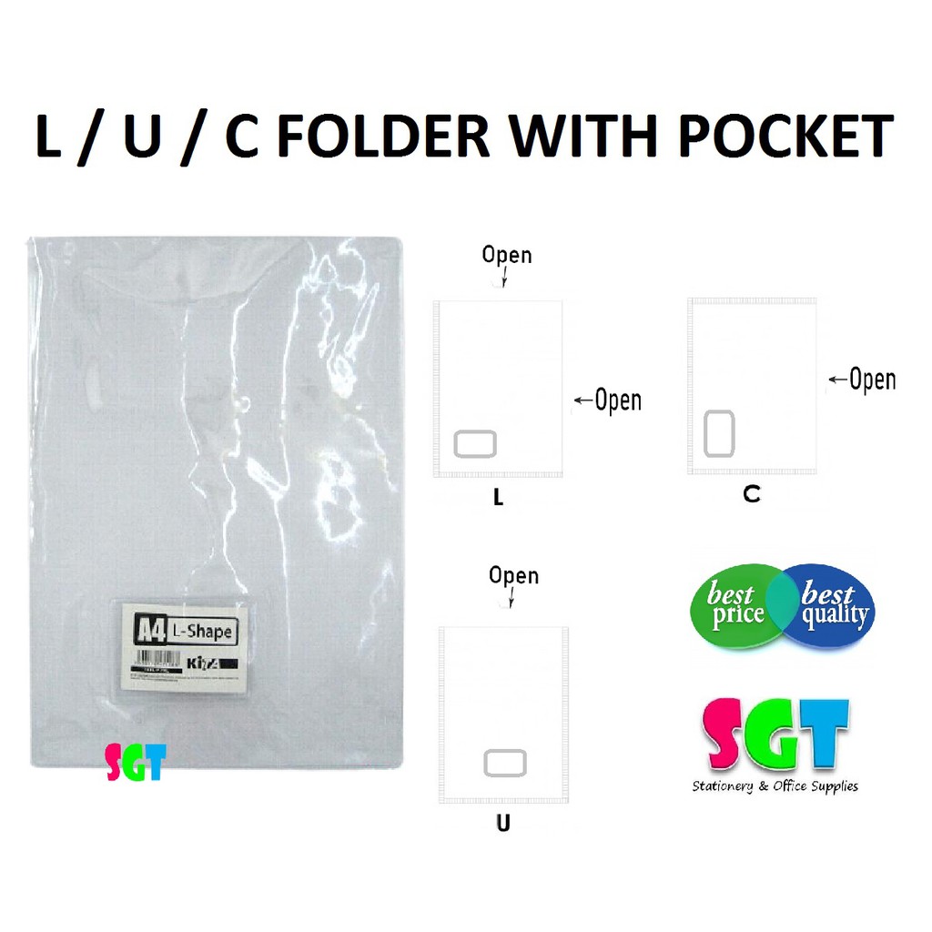 KITA A4 Size ( L / U / C ) โฟลเดอร์ใสพร้อมกระเป๋า - 1 หน่วย