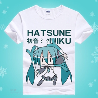 เสื้อยืด พิมพ์ลายการ์ตูนอนิเมะ Vocaloid Hatsune Miku Snow Miku สําหรับผู้ชายS-5XL