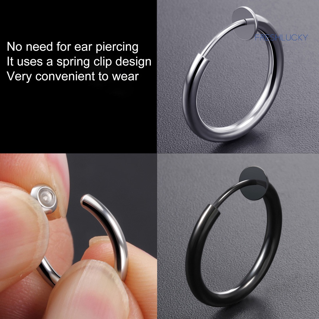 🎐ต่างหูจับคู่🎐ต่างหูไทเทเนียม แบบคลิปหนีบ ไม่ต้องเจาะหู แฟชั่นฤดูใบไม้ผลิ สําหรับผู้ชาย