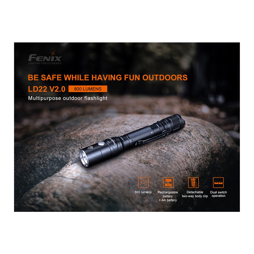 ไฟฉาย Fenix LD22 V2.0 Compact EDC Flashlight - 800 Lumens : สินค้ารับประกัน 3 ปี